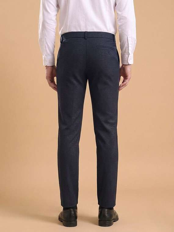 Men Self Design Mid Rise Slim Fit Formal Trouser - 22720513 -  Standard Image - 2
