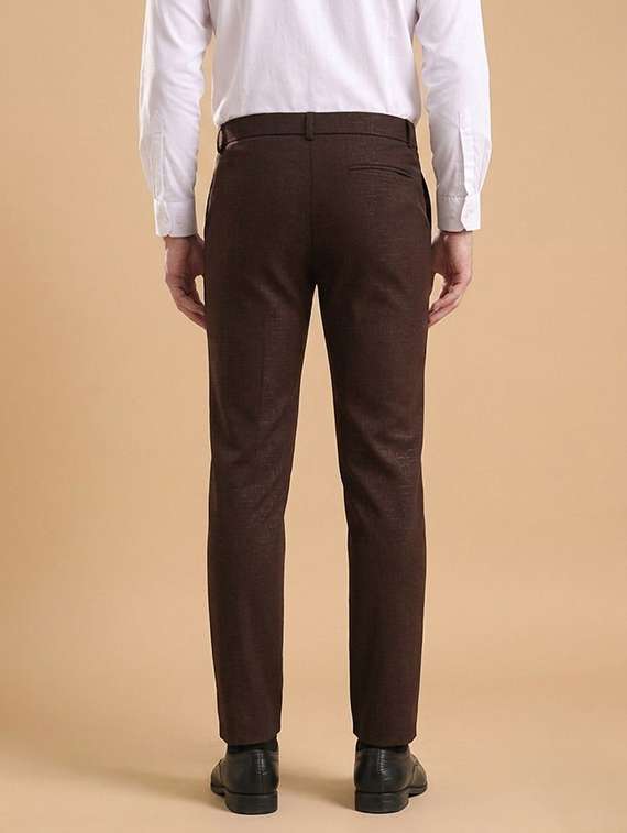 Men Self Design Mid Rise Slim Fit Formal Trouser - 22720516 -  Standard Image - 2