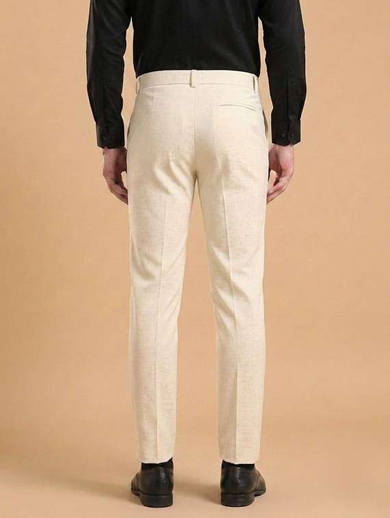 Men Self Design Mid Rise Slim Fit Formal Trouser - 22720517 -  Standard Image - 2
