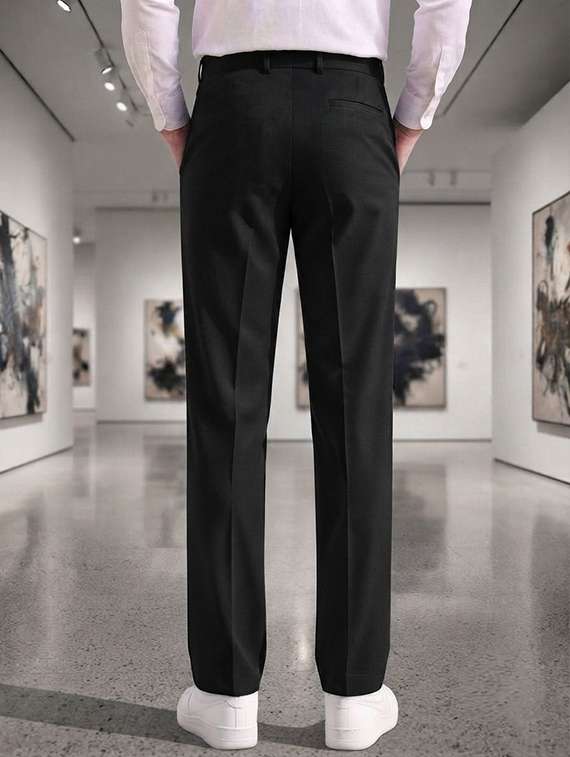 Men Solid Mid Rise Regular Fit Formal Trouser - 22720519 -  Standard Image - 2