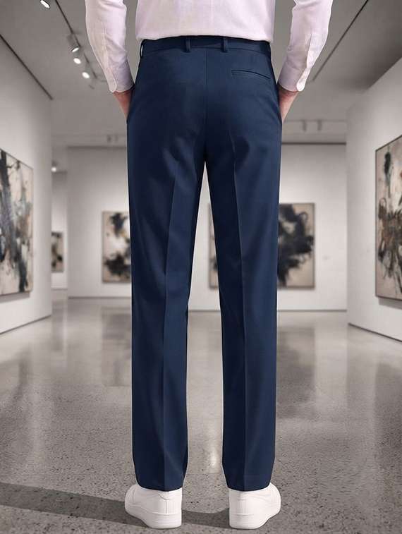 Men Solid Mid Rise Regular Fit Formal Trouser - 22720520 -  Standard Image - 2