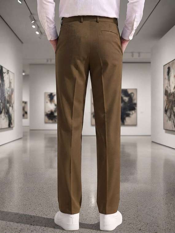 Men Solid Mid Rise Regular Fit Formal Trouser - 22720522 -  Standard Image - 2