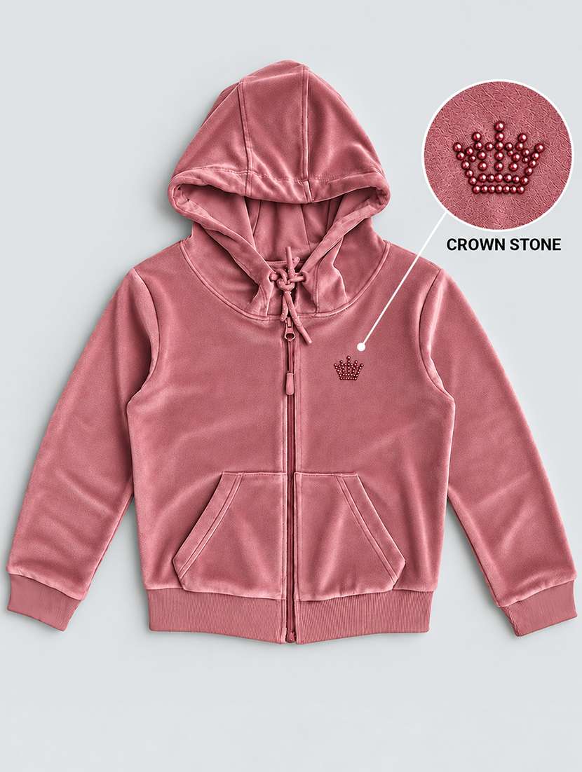 Girls Solid Long Sleeves Hooded Sweatshirt - 22720645 -  Standard Image - 2