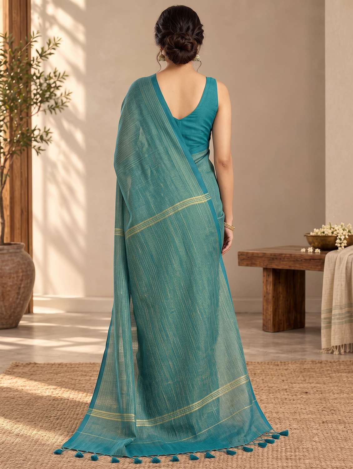 Women Self Design Handloom Saree With Blouse - 22720716 -  Standard Image - 2