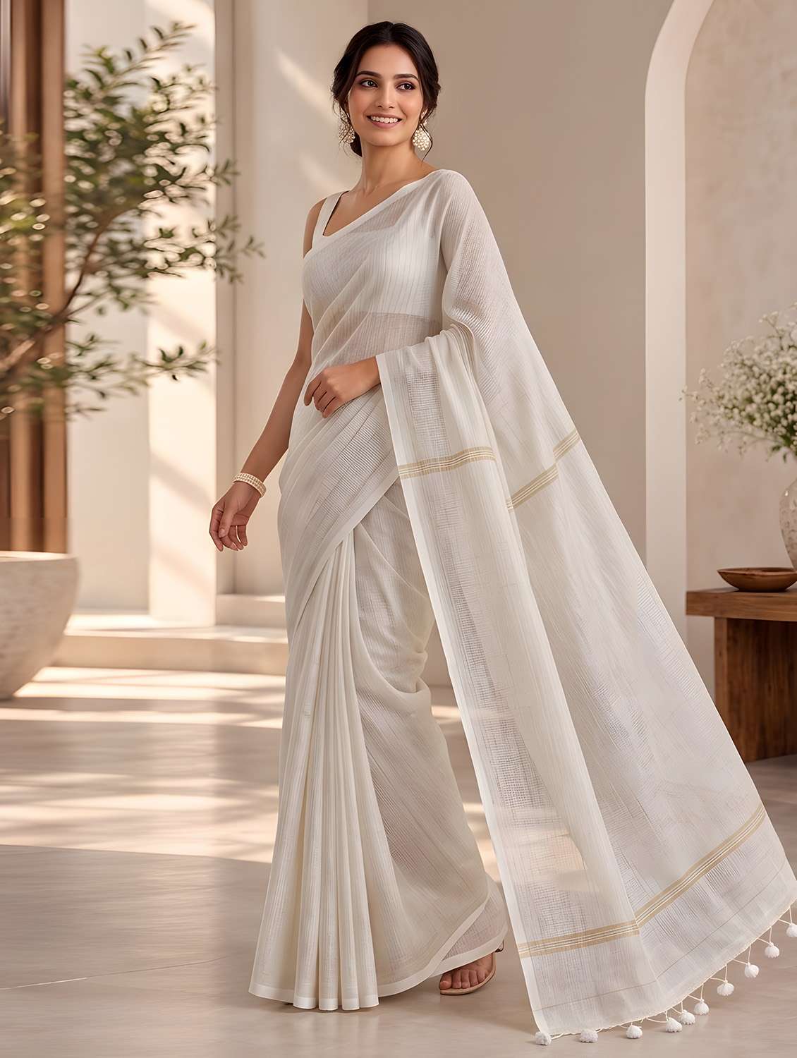 Women Self Design Handloom Saree With Blouse - 22720719 -  Standard Image - 2