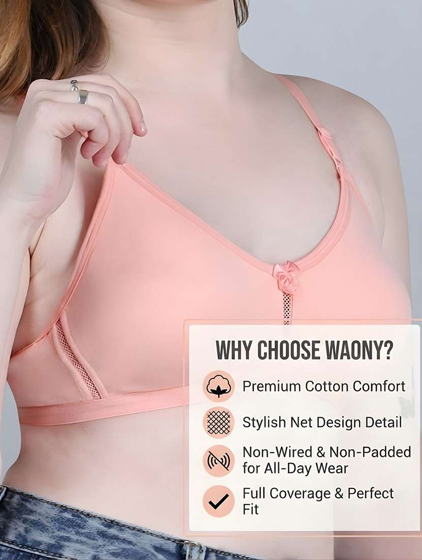 Women Pack Of 3 Solid Full Coverage Regular Bra - 22721306 -  Standard Image - 2