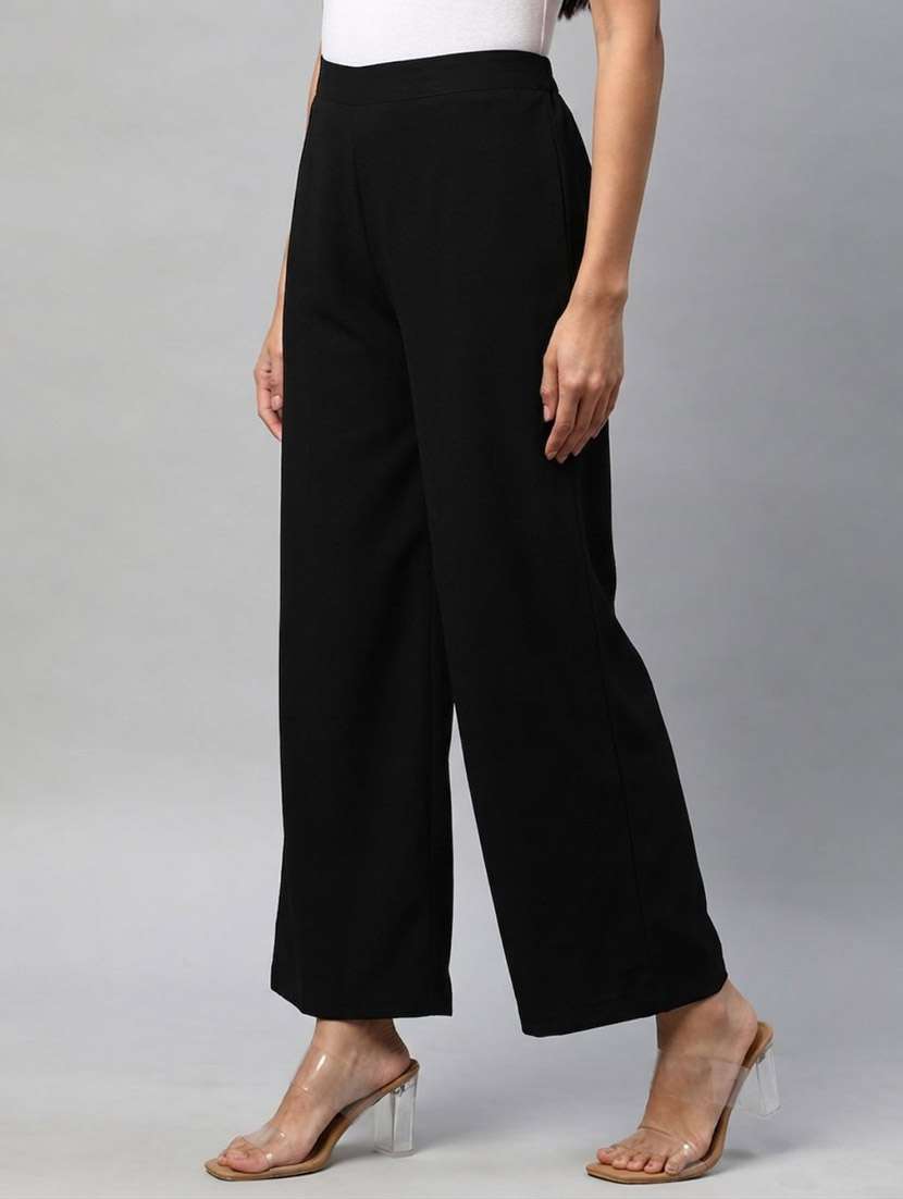 Women Solid Mid Rise Straight Palazzo - 22721709 -  Standard Image - 2