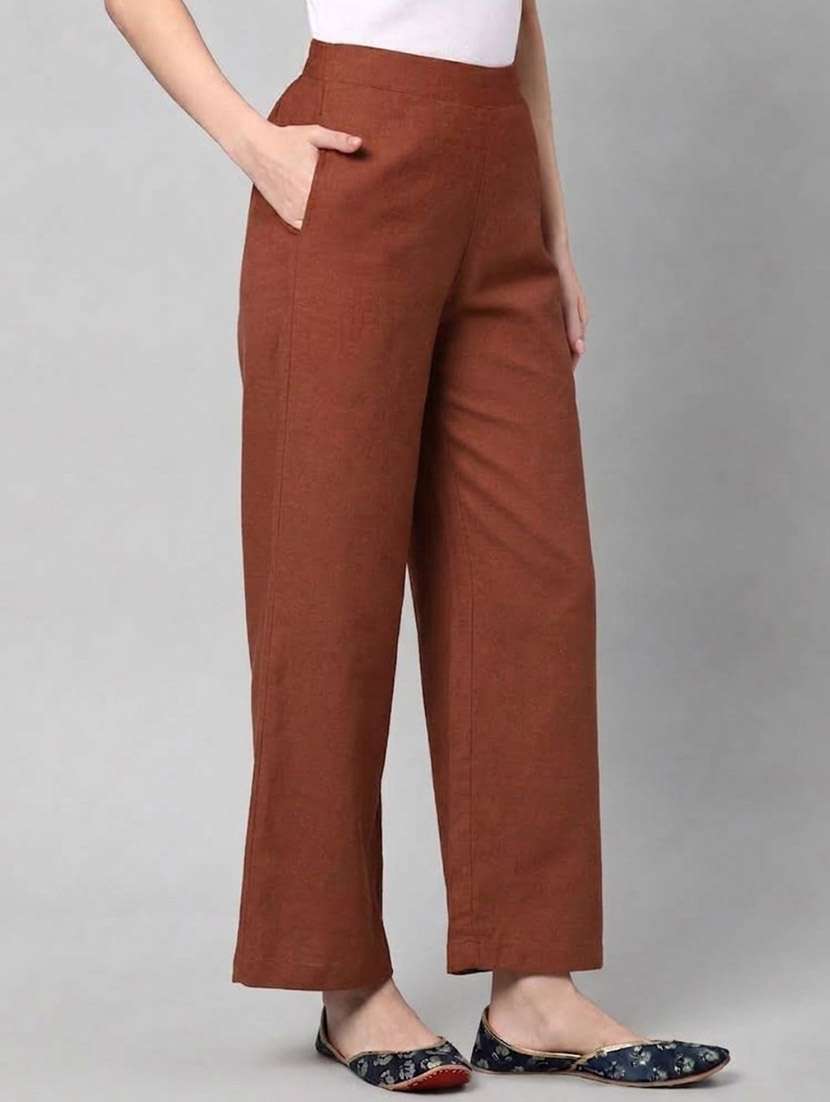 Women Solid Mid Rise Straight Palazzo - 22721711 -  Standard Image - 2