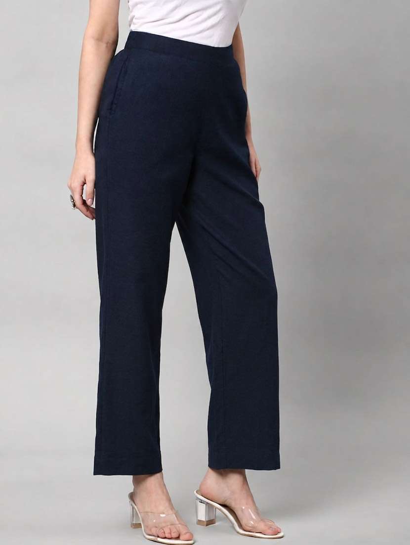 Women Solid Mid Rise Straight Pant - 22721712 -  Standard Image - 2