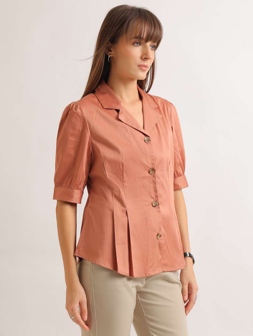 Women Solid Short Sleeves A-line Top - 22721738 -  Standard Image - 2
