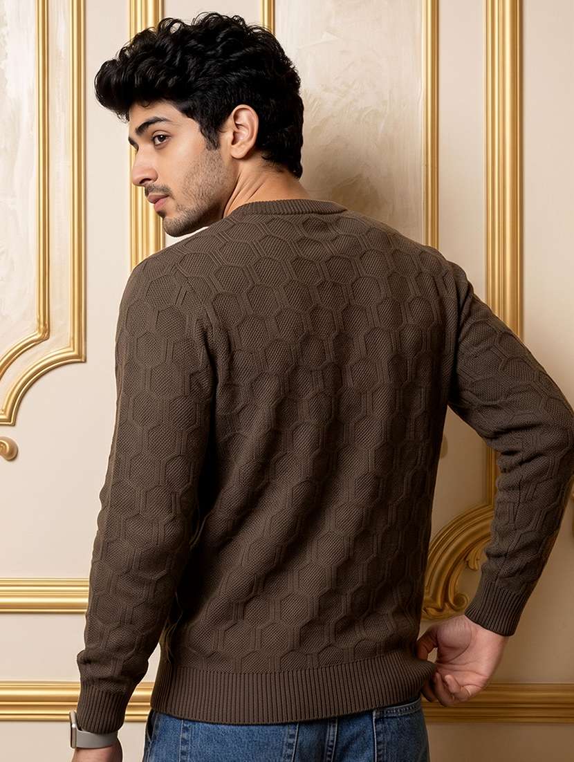 Men Self Design Long Sleeves Regular Fit Pullover - 22721814 -  Standard Image - 2