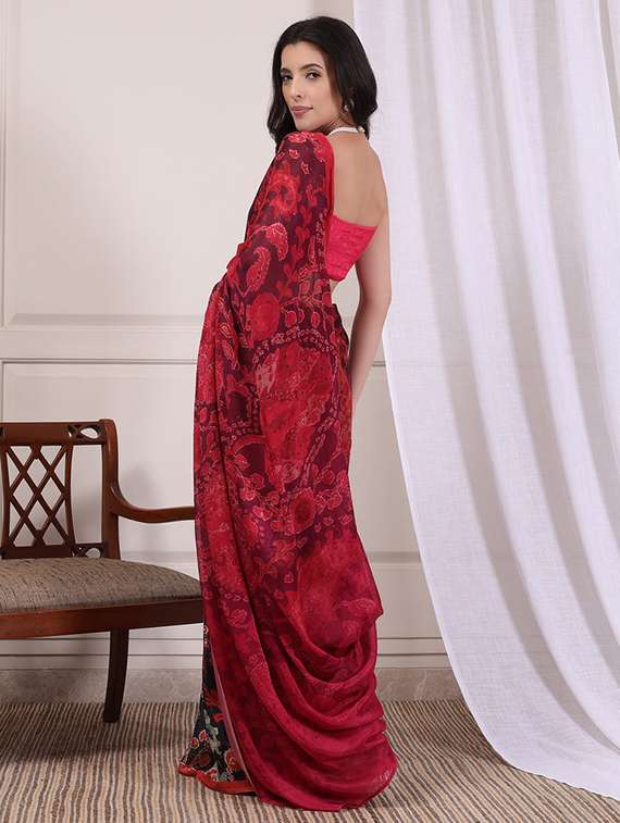 Women Printed Casual Wear Saree With Blouse - 22721859 -  Standard Image - 2