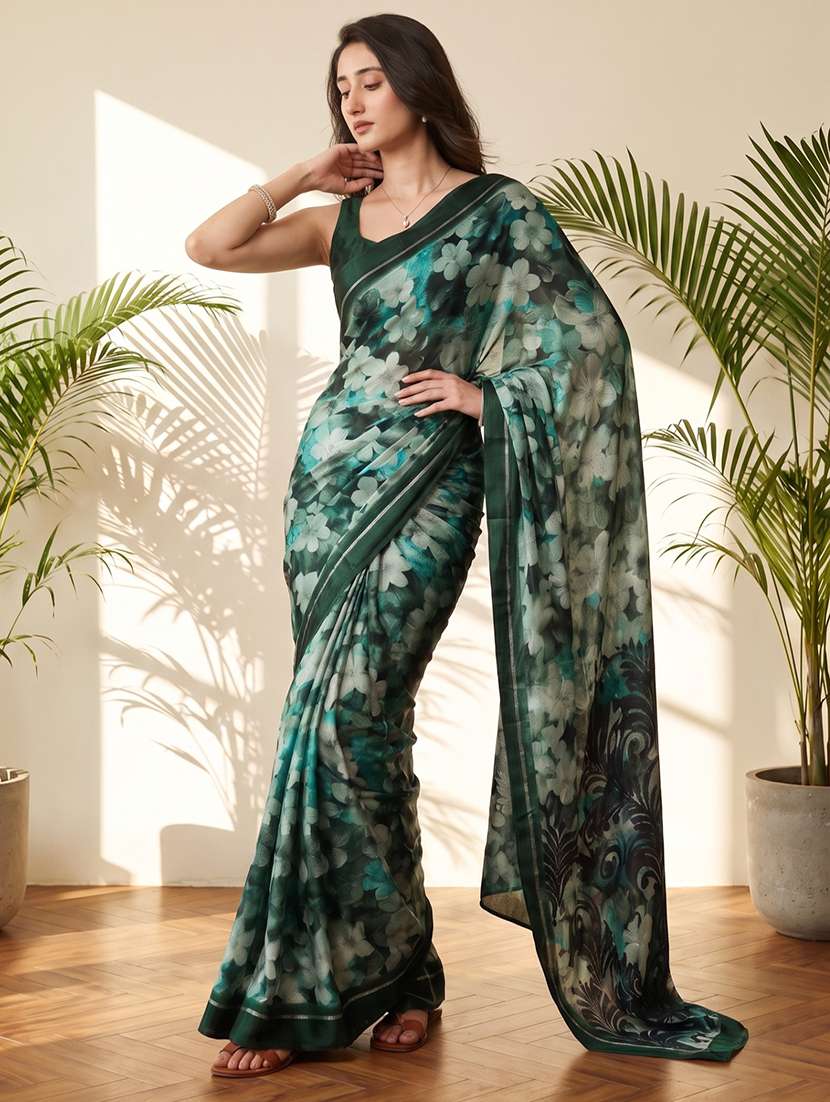 Women Printed Casual Wear Saree With Blouse - 22721873 -  Standard Image - 2