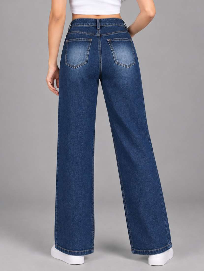 Women Washed High Rise Straight Jeans - 22721900 -  Standard Image - 2