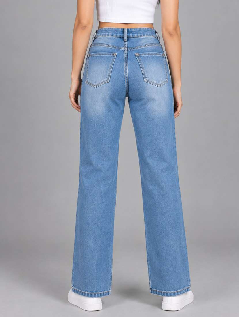 Women Washed High Rise Straight Jeans - 22721901 -  Standard Image - 2