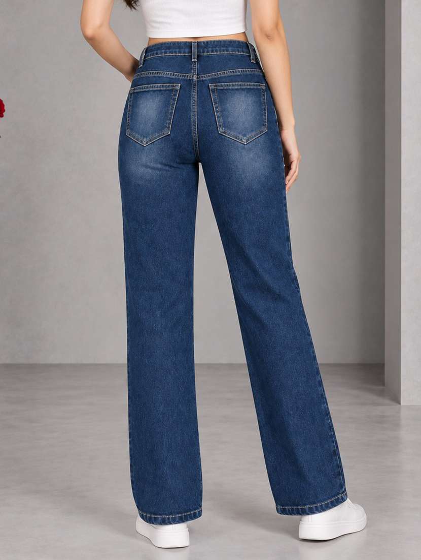Women Washed High Rise Straight Jeans - 22721910 -  Standard Image - 2