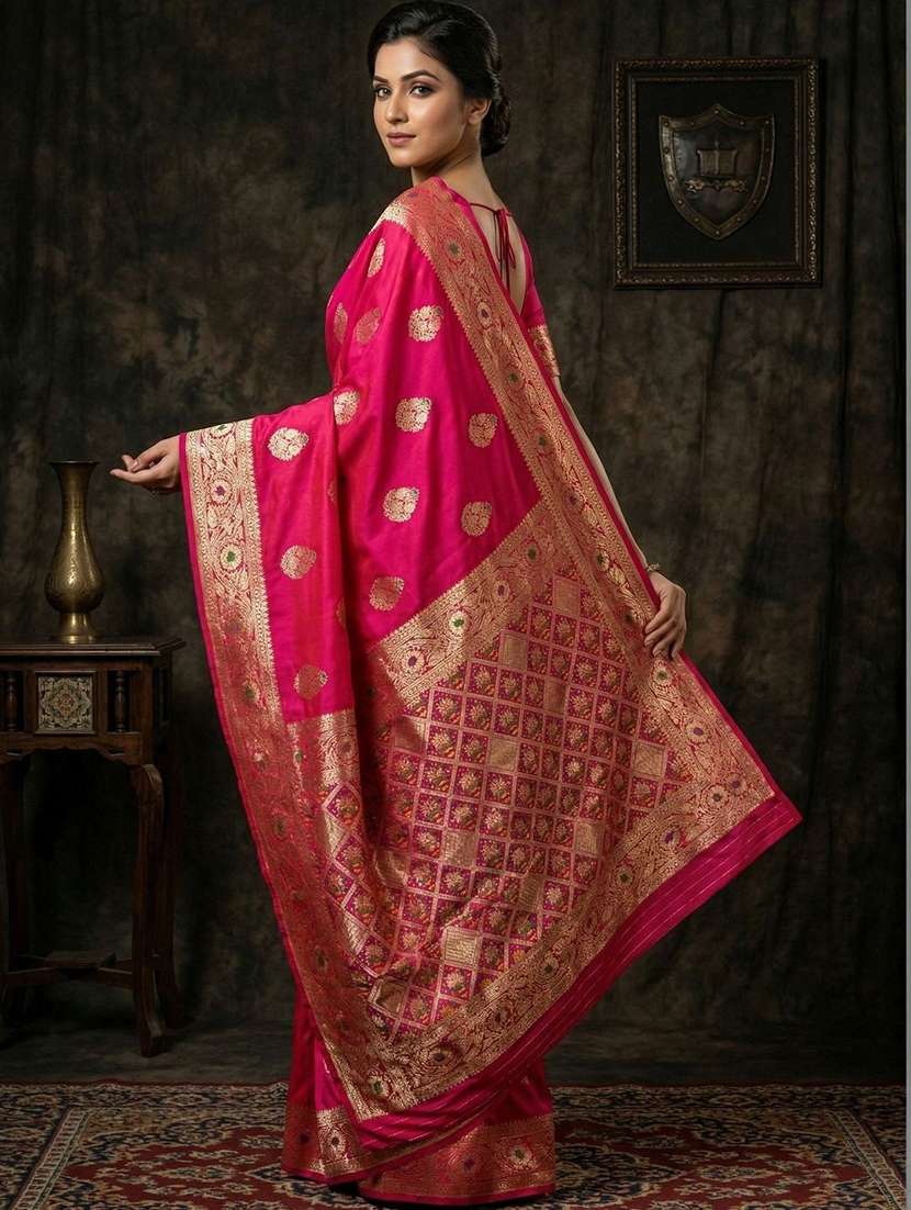 Women Self Design Bordered Saree With Blouse - 22721968 -  Standard Image - 2