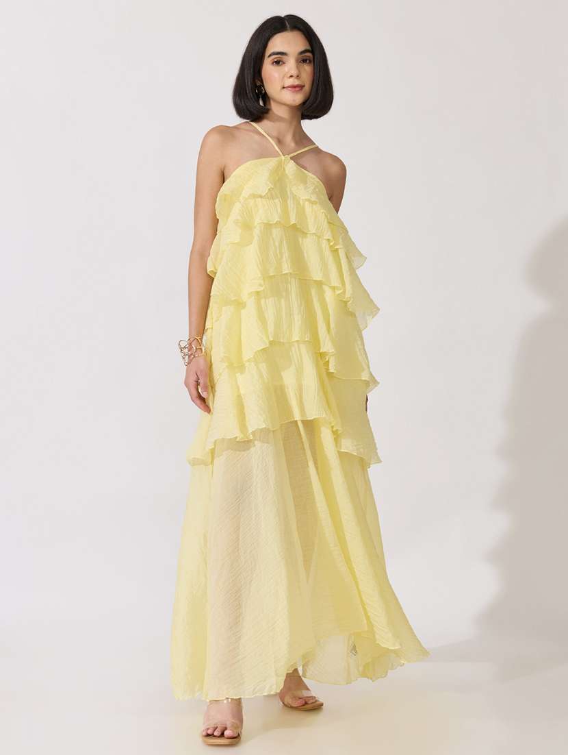 Women Self Design Sleeveless Layered Dress - 22722731 -  Standard Image - 2