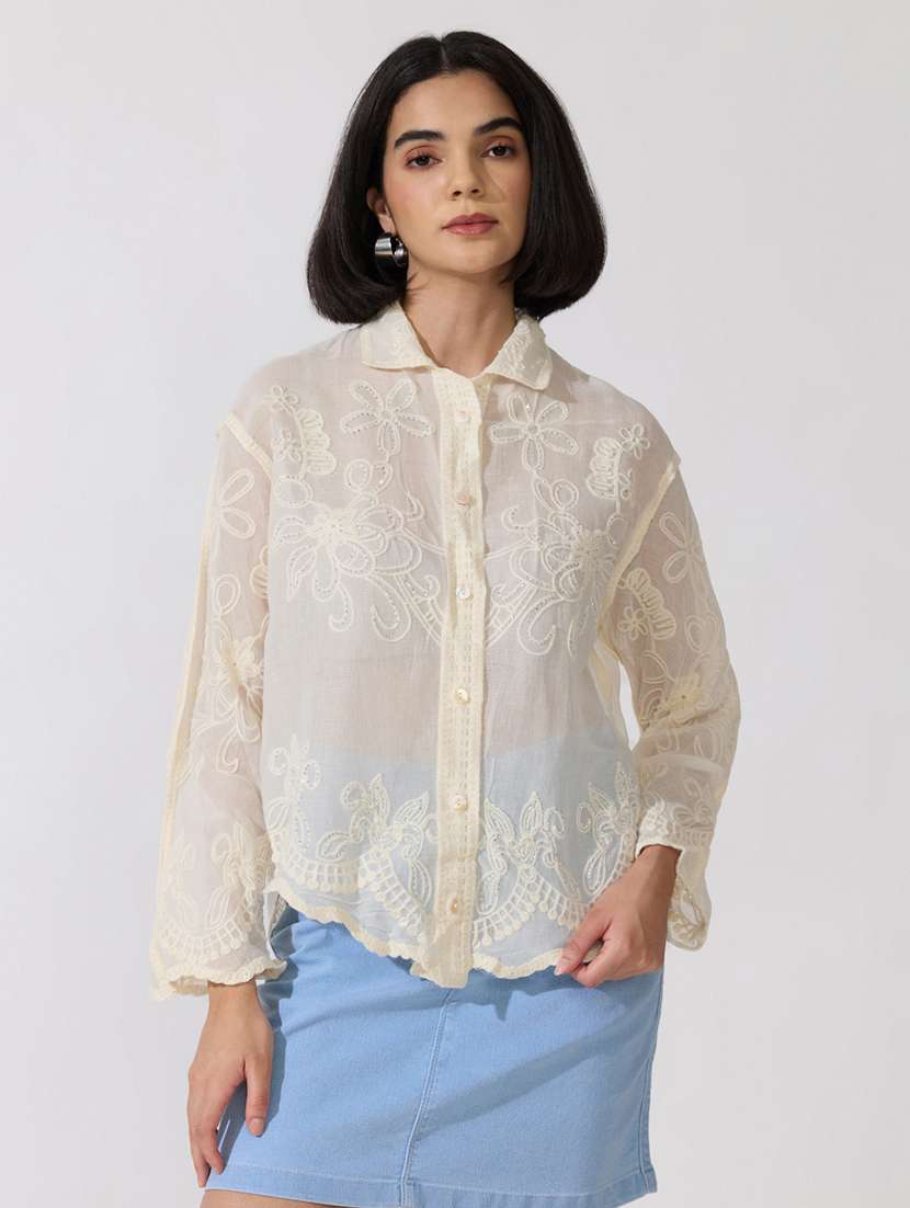 Women Embroidered Long Sleeves Regular Shirt - 22722755 -  Standard Image - 2