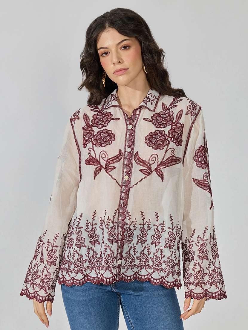 Women Embroidered Long Sleeves Regular Shirt - 22722766 -  Standard Image - 2