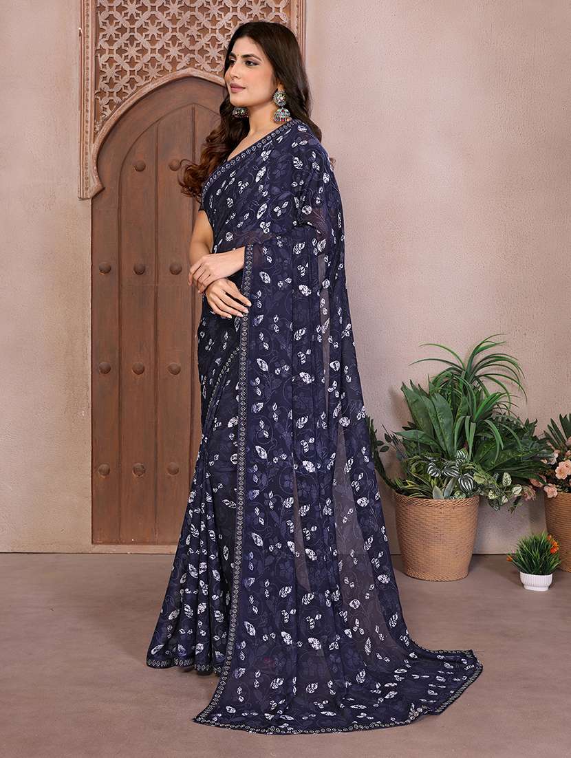 Women Printed Casual Wear Saree With Blouse - 22722785 -  Standard Image - 2