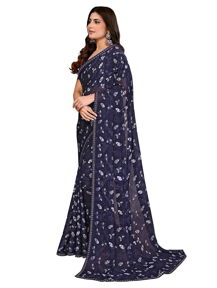 Women Printed Casual Wear Saree With Blouse - 22722792 -  Standard Image - 2