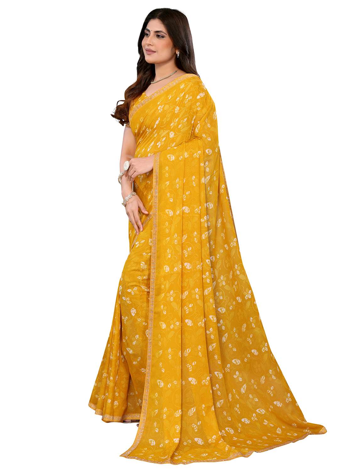 Women Printed Casual Wear Saree With Blouse - 22722794 -  Standard Image - 2