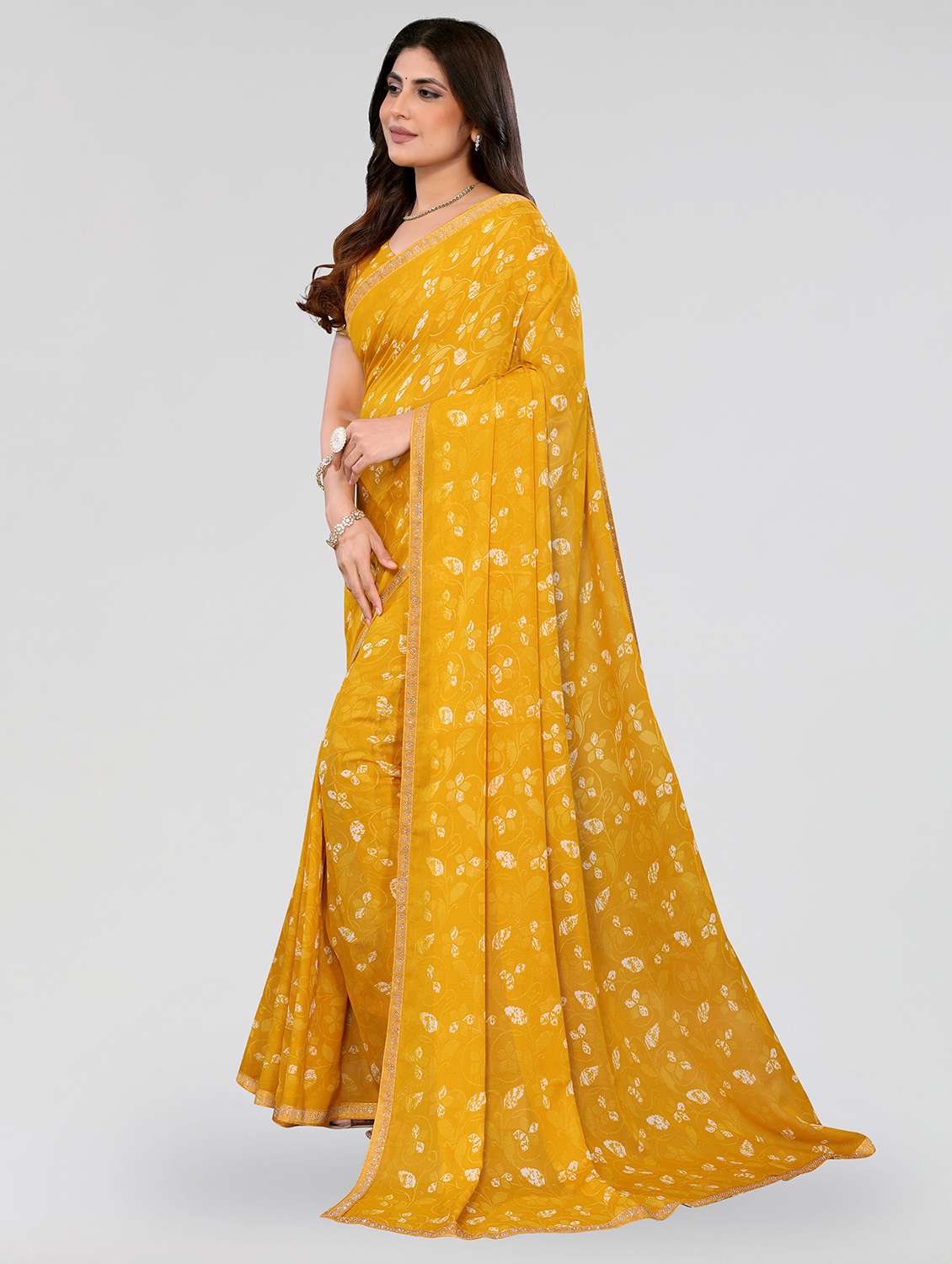 Women Printed Casual Wear Saree With Blouse - 22722801 -  Standard Image - 2