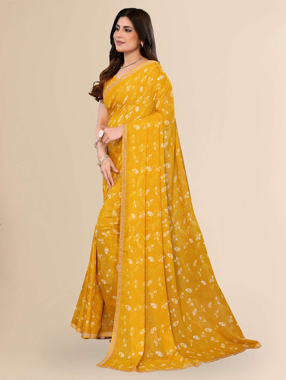 Women Printed Casual Wear Saree With Blouse - 22722808 -  Standard Image - 2