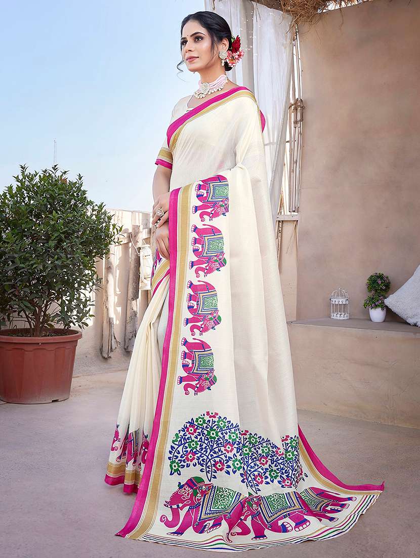Women Printed Casual Wear Saree With Blouse - 22722972 -  Standard Image - 2