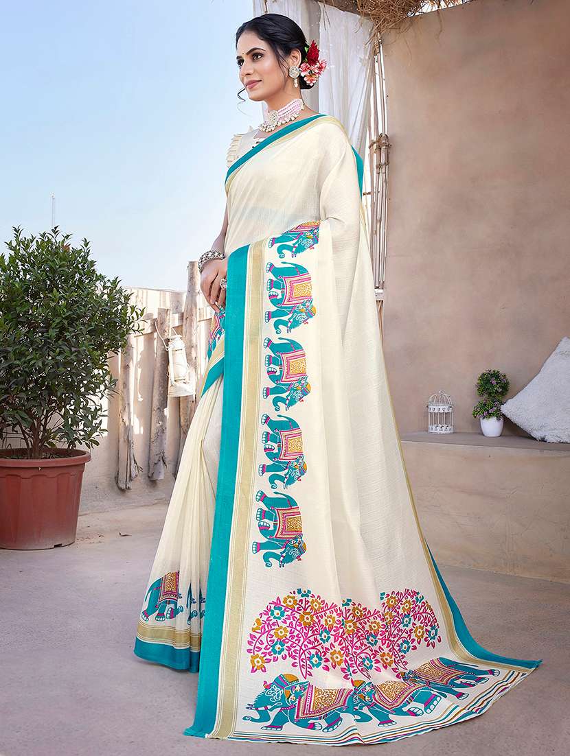 Women Printed Casual Wear Saree With Blouse - 22722974 -  Standard Image - 2