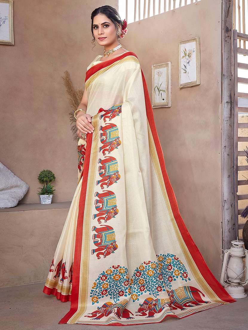 Women Printed Casual Wear Saree With Blouse - 22722975 -  Standard Image - 2