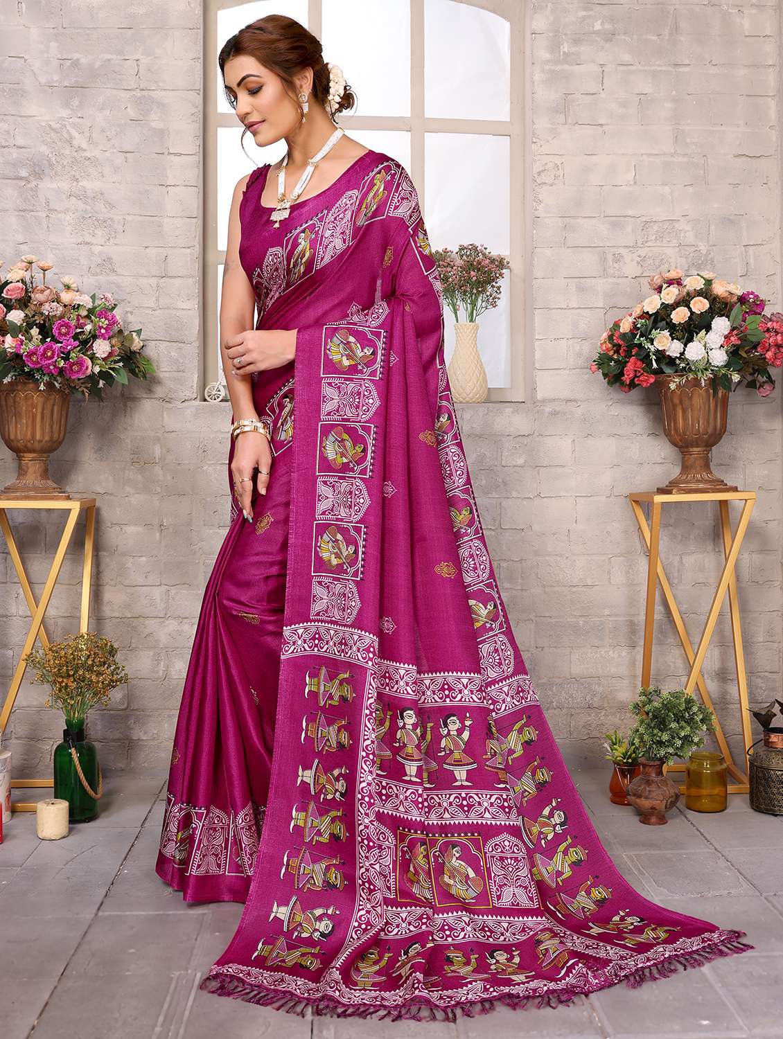 Women Printed Casual Wear Saree With Blouse - 22722997 -  Standard Image - 2