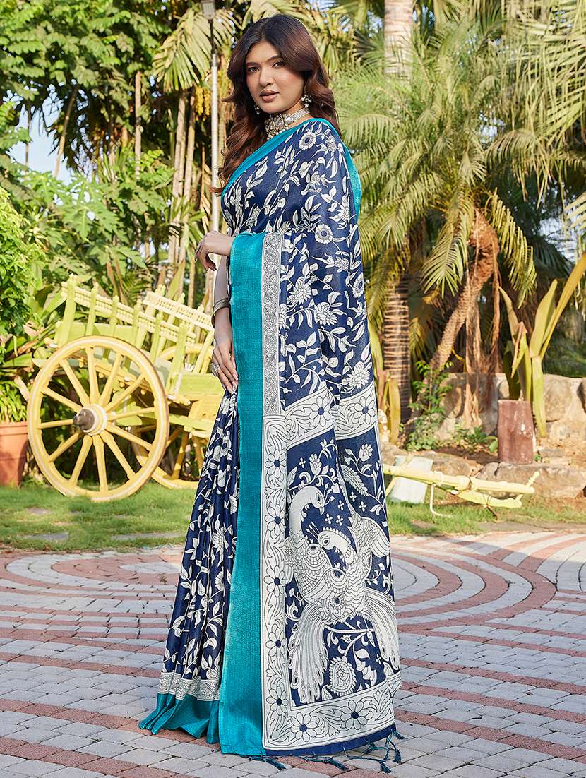 Women Printed Casual Wear Saree With Blouse - 22723026 -  Standard Image - 2