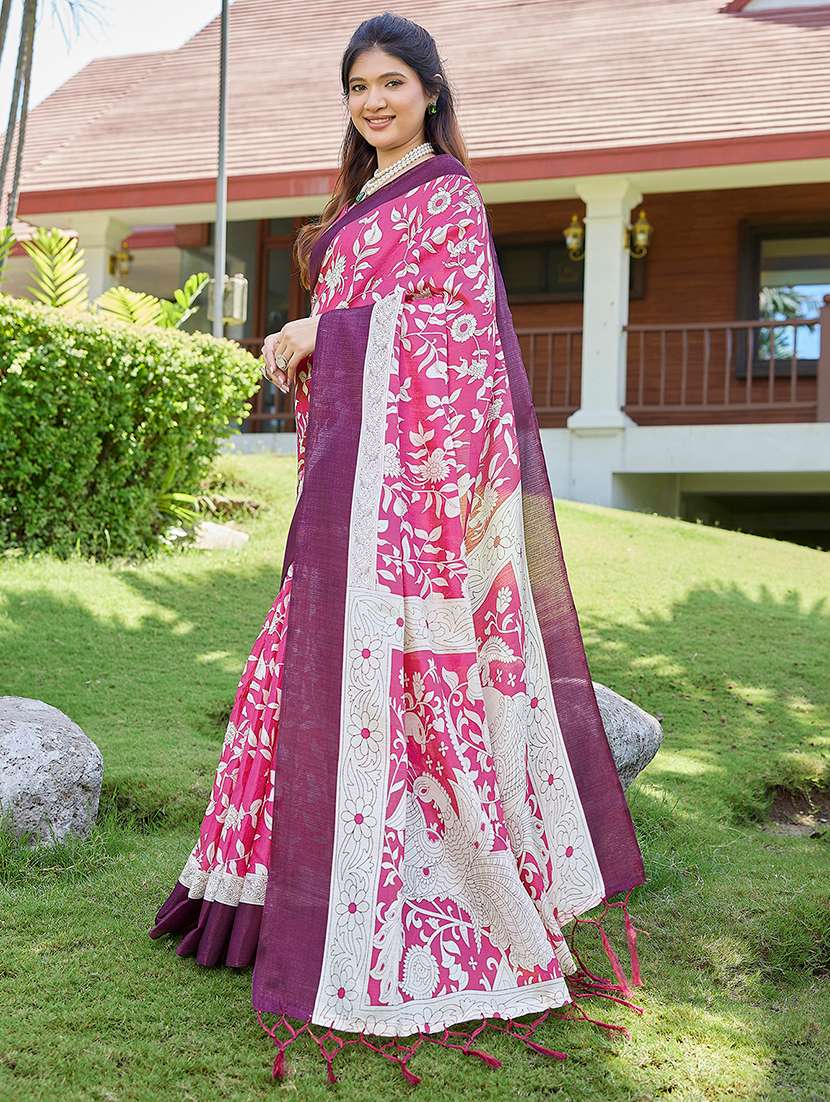 Women Printed Casual Wear Saree With Blouse - 22723028 -  Standard Image - 2
