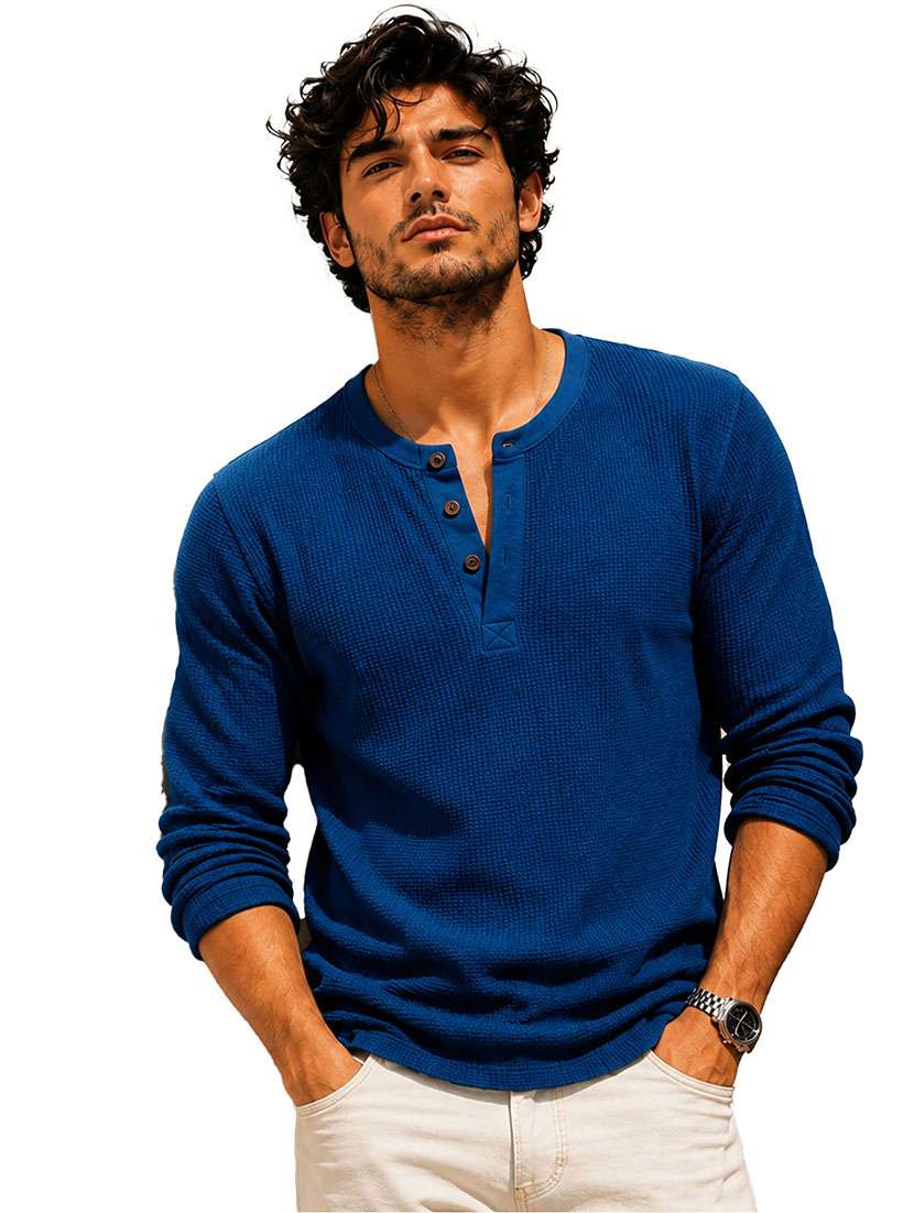Men Self Design Long Sleeves Regular Fit T-shirt - 22724542 -  Standard Image - 2
