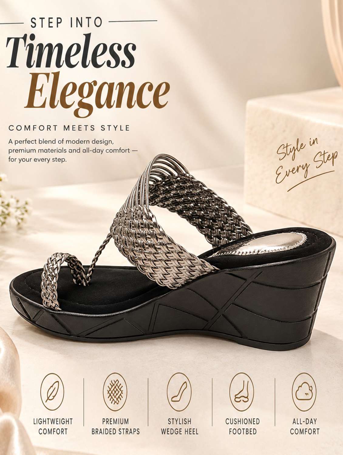 Women Textured One Toe Wedges - 22726433 -  Standard Image - 2