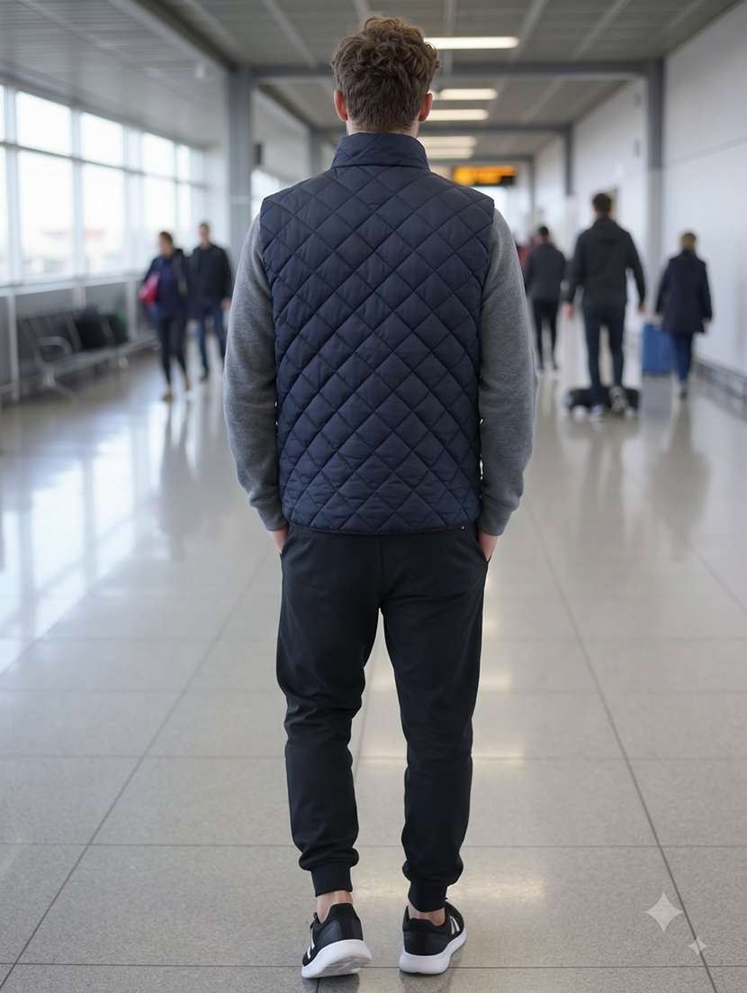 Men Solid Sleeveless Lightweight Quilted Jacket - 22727118 -  Standard Image - 2