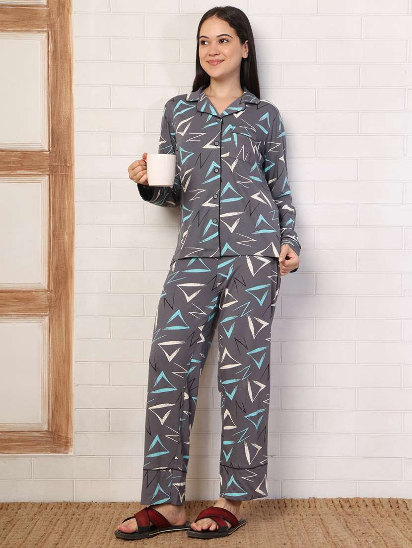 Women Printed Long Sleeves Pyjama Set - 22727153 -  Standard Image - 2
