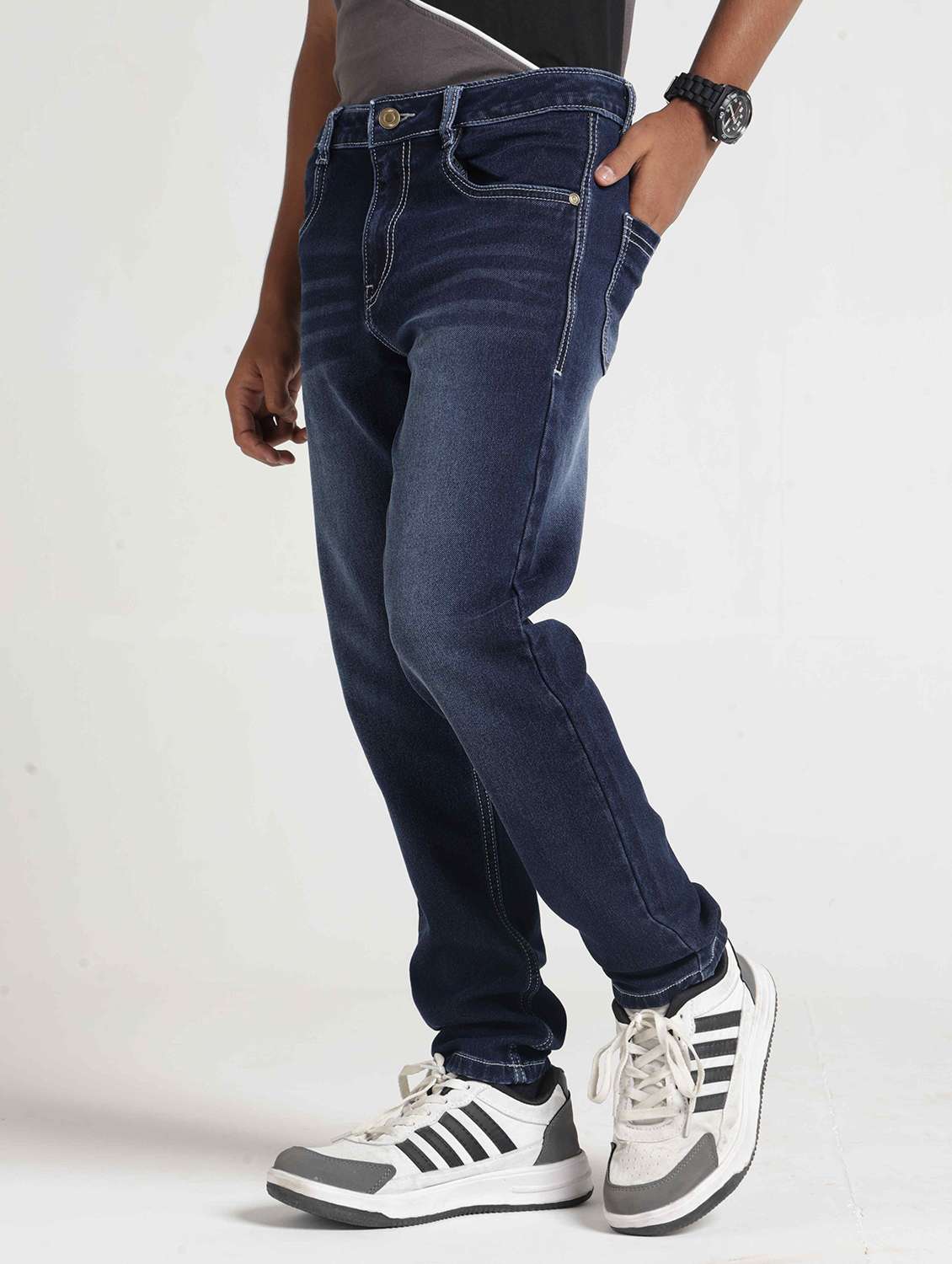 Boys Washed Mid Rise Slim Fit Jeans - 22727251 -  Standard Image - 2