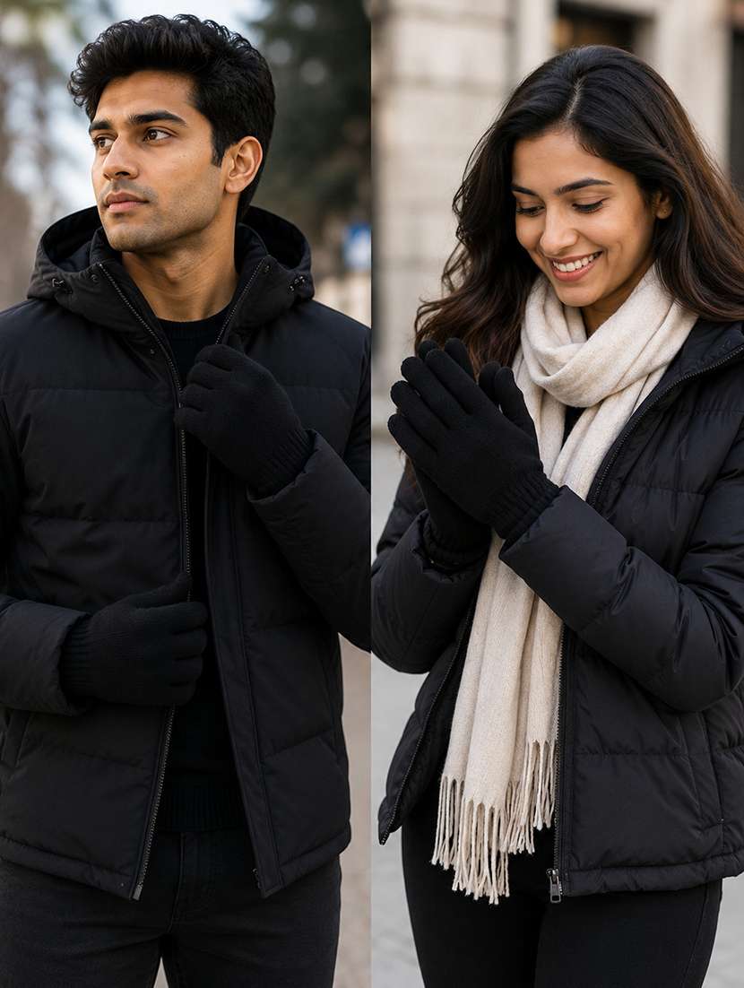 Unisex Solid Woollen Gloves - 22727930 -  Standard Image - 2