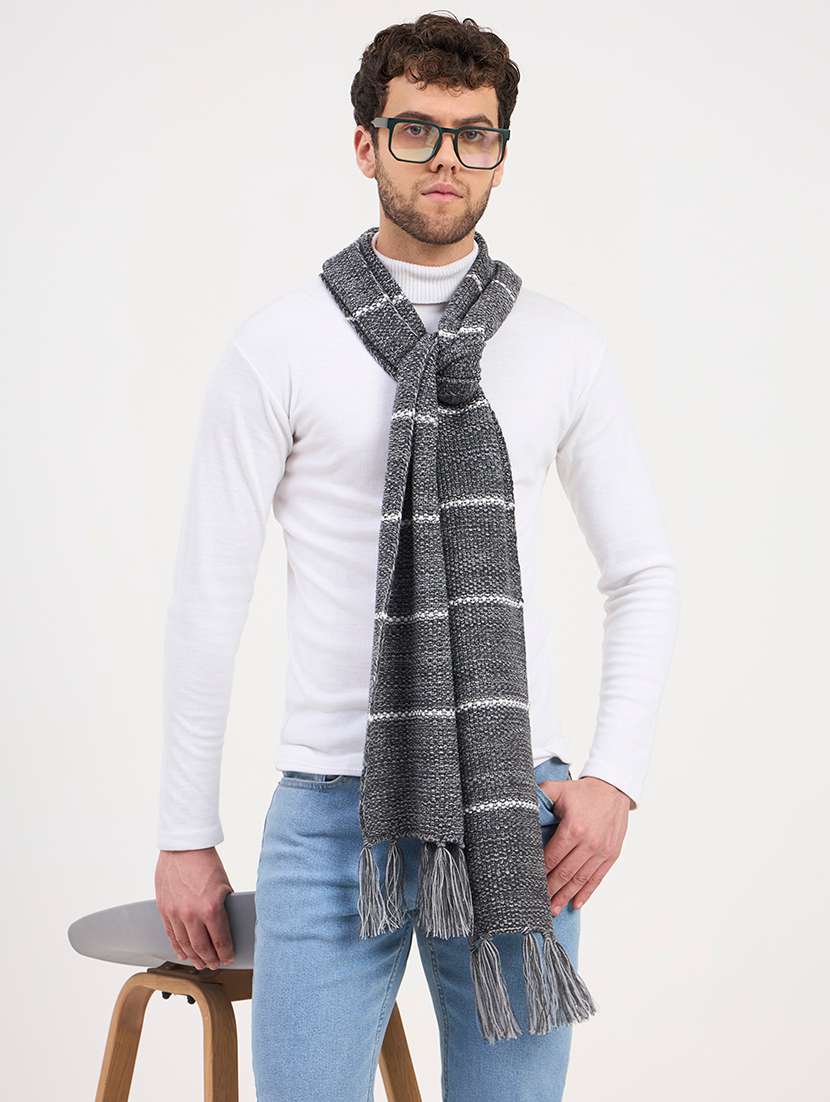 Men Striped Winterwear Muffler - 22728198 -  Standard Image - 2