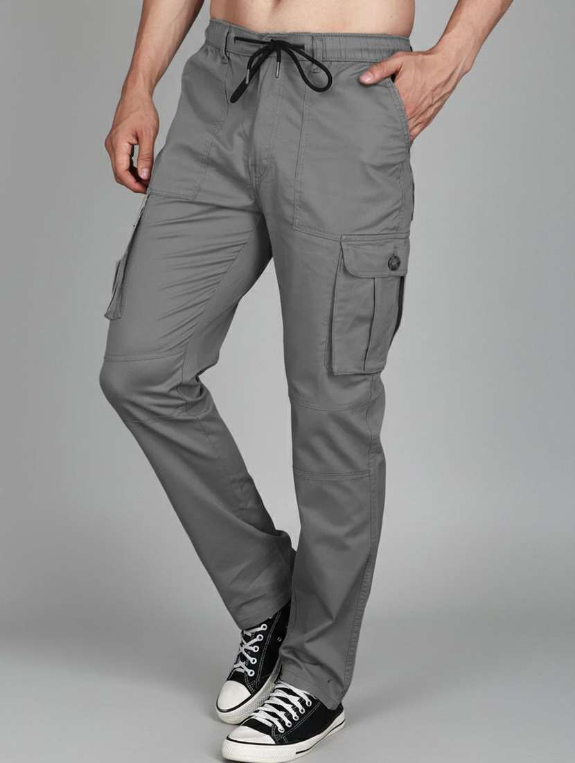 Men Solid Mid Rise Regular Fit Cargo - 22728552 -  Standard Image - 2