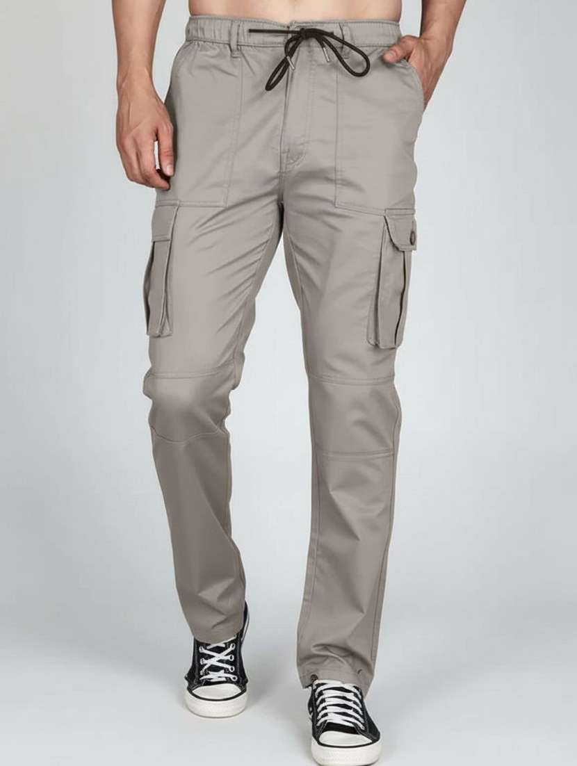 Men Solid Mid Rise Regular Fit Cargo - 22728553 -  Standard Image - 2