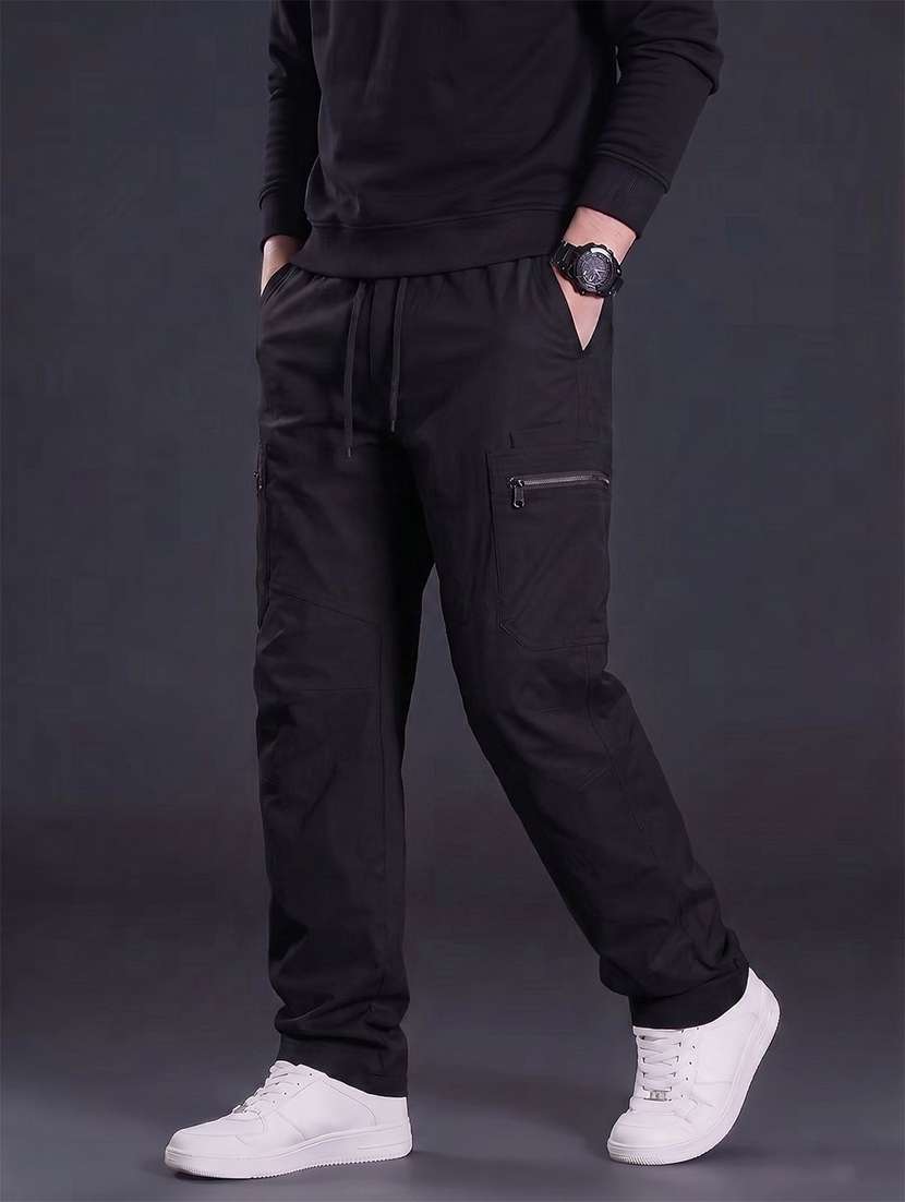 Men Solid Mid Rise Loose Fit Cargo - 22728556 -  Standard Image - 2