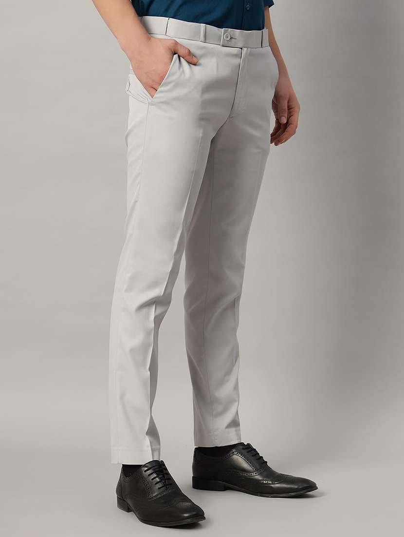 Men Solid Mid Rfise Flat Front Formal Trouser - 22728596 -  Standard Image - 2