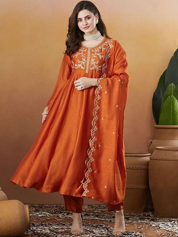 Women Embroidered Long Sleeves Kurta Pant Set With Dupatta - 22728626 -  Standard Image - 2