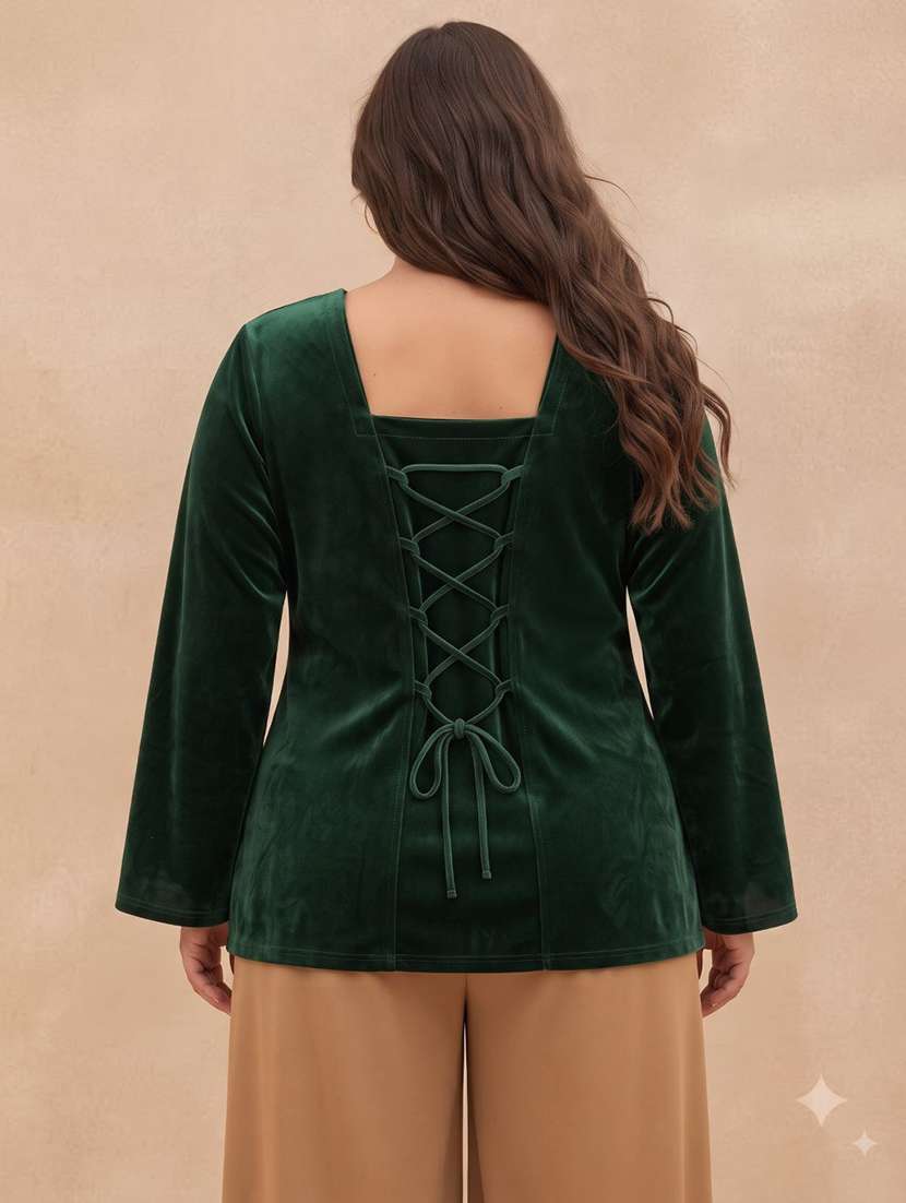 Women Solid Flared Sleeve Kurti - 22728763 -  Standard Image - 2