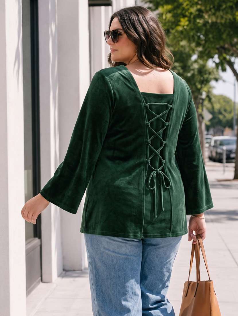 Women Solid Flared Sleeve Kurti - 22728764 -  Standard Image - 2