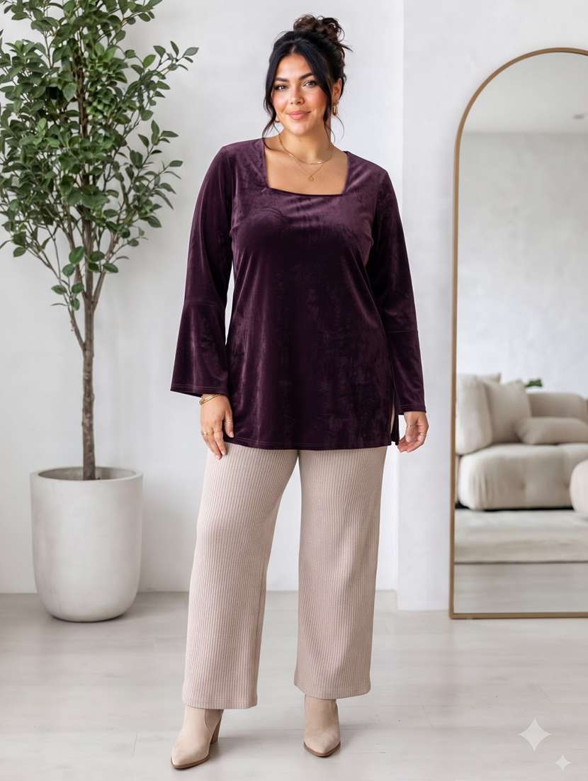 Women Solid Flared Sleeve Kurti - 22728772 -  Standard Image - 2